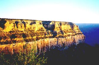 The canyon walls at sunrise