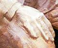 Detail of FDR's hand from the statue of FDR and wheelchair.
