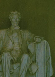 Statue of Abraham Lincoln inside the Lincoln Memorial.
