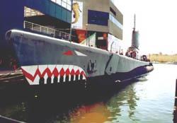 Submarine U.S.S. Torsk, moored in the inner harbor next to the aquarium.